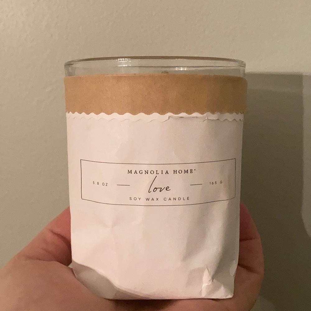 Magnolia home “love” soy candle. 5.8oz.